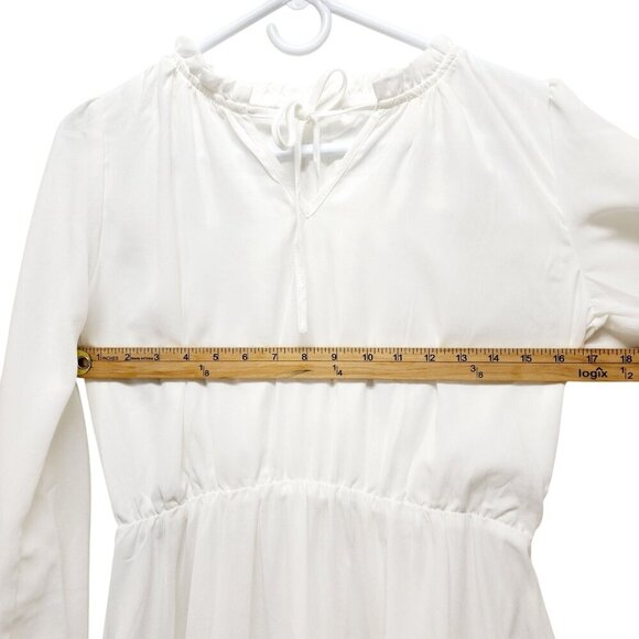 White Flowy Tiered Dress With girls Ruffle Hem & Long Sleeves Size 14 - Picture 10 of 12